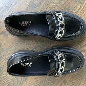 G.H. BASS NWT Womens Ella Platform Chain Loafer Size 6 Black